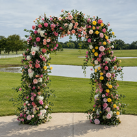 Guirlande de fleurs artificielles roses et blanches avec feuilles vertes pour arche de mariage, décoration de toile de fond de cérémonie, vente en gros