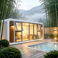 Maison préfabriquée de style cabine Apple moderne de 40 pieds avec toilettes, idéale pour bureau ou habitation, avec revêtement de sol en carrelage.