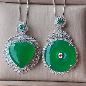 High Quality Jewelry Eco-friendly <b>Copper</b> Heart Shape Jadeite Lucky Pendant Necklace for Women Birthday Gift & Daily Wear - Product Image 2