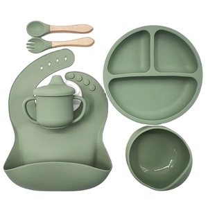 Juego de Alimentación Portátil de Silicona para Bebés, para el Hogar, Campamentos y Viajes, Incluye Tazón, Vaso y Cubiertos, Estilo Restaurante, Seguro - Product Image 1