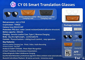 แว่นตาอัจฉริยะรุ่นใหม่ CY05 พร้อมกล้อง 8MP HD บันทึกวิดีโอ 1080P แปลภาษาแบบเรียลไทม์ด้วย AI แปลภาษาสนทนาได้ กล่องชาร์จแบตเตอรี่ 2000mAh - Product Image 6