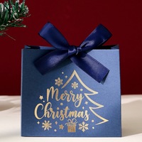 Boîtes cadeaux de Noël en papier avec impression dorée Joyeux Noël, avec nœud en satin pour emballer des bonbons et des biscuits pour les fêtes de fin d'année