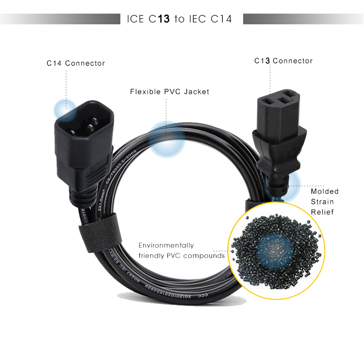 Cavo Splitter Di Alimentazione IEC C14 A C13 E C5 – 14 Pollici 18AWG Per PC E Monitor