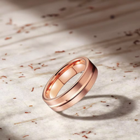 Bague de mariage classique et raffinée en tungstène or rose 6 mm avec une seule rainure, cadeau de fiançailles, bague de couple pour un usage quotidien