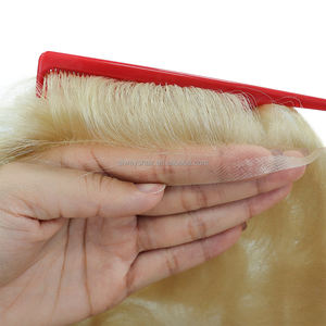 Toupee <span class=keywords><strong>para</strong></span> <span class=keywords><strong>Hombre</strong></span> <span class=keywords><strong>Rubio</strong></span> <span class=keywords><strong>Platino</strong></span> 613 con Encaje Francés, Línea de Cabello Invisible Estilo Freestyle, Cabello Indio, Sistema de Reemplazo Capilar <span class=keywords><strong>para</strong></span> Hombres - Product Image 3