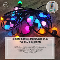 Guirlandes lumineuses extérieures étanches IP65 E27 RGB avec télécommande en PVC et caoutchouc pour mariage, fête, vacances, Noël