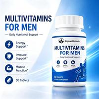 Comprimés multivitaminés pour hommes, vegan, étiquette propre, sans colorants artificiels, vitamines en comprimés pour emporter