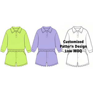 High Elasticity Kids Golf Set <b>Long</b> Sleeve Polo and Scalloped <b>Skort</b> Oem Odm Fast Delivery Custom Color Size - Product Image 1