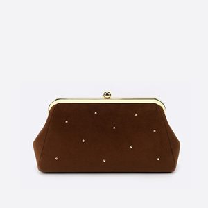 Pochette cosmétique décorative en velours avec fermoir métallique et poignée pour cadeaux de demoiselles d'honneur et rangement de maquillage - Product Image 1