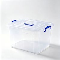 Grande boîte de rangement en plastique transparent avec couvercle, bac de rangement domestique de grande capacité pour vêtements, jouets, literie, conteneur de déménagement