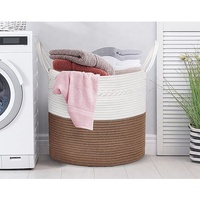 Panier de rangement autoportant en corde de coton XXL pour vêtements, cuisine, jouets, couches, serviettes et linge sale