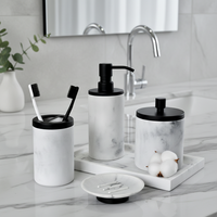 Ensemble de salle de bain en résine marbrée de style européen moderne, 3 pièces, accessoires de salle de bain de luxe pour hôtels