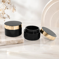 Pot cosmétique cylindrique noir en plastique PS 50g avec logo personnalisé et couvercle à vis pour crème contour des yeux et soins de la peau, crème portable