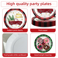 Lot de Vaisselle Jetable Personnalisée à Carreaux pour Fêtes de Noël : Assiettes, Gobelets, Serviettes – Idéal pour Événements Festifs
