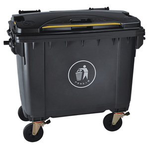 Outdoor Large 660L <b>Plastic</b> Waste <b>Bin</b> With <b>Lid</b> Wheeled Rectangular For Sanitation And Community Use - Product Image 1