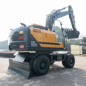 Mini Excavadora de Alta Eficiencia Operativa, Excavadora de Ruedas, Marca Coreana HW150 de 15 Toneladas con Garra para Tuberías y Silvicultura - Product Image 1