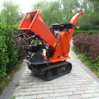 Pencacah Kayu Bensin GST120 15HP dengan Mesin Crawler 6.5HP, Penghancur Kayu 120mm, Pencacah Bio untuk Pembersihan Lahan