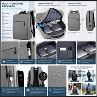Sac à dos pour ordinateur portable, sac à dos professionnel pour ordinateur, Oxford, multi-compartiments, port de charge USB, pour le bureau, le campus, les voyages