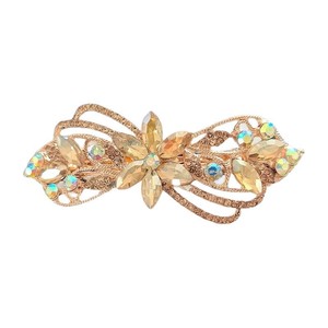 French MultiColor Crystal Flower Hair <b>Clip</b>-Elegant Fashion 9cm Barrette for Women Prom & Daily Use - Product Image 5