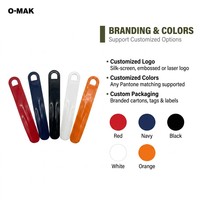 Chausse-pied plat en plastique PP personnalisé de 19 cm (7,5 pouces) de large, avec trou en D intégré, fin (0,25 cm), pour magasin de chaussures, hôtel, cadeau, logo OEM disponible