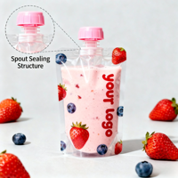 Pochette à bec en plastique transparent à impression numérique personnalisée pour l'emballage de milkshakes, de jus de fruits, de purées de fruits, etc.