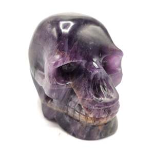 Cráneo en piedra de amatista natural - reiki/chakra/curación - artesanía con cristales - peso 430 g (0.95 lb) y 3 pulgadas - Product Image 1