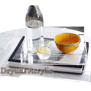 Bandeja de servicio acrílica Premium grande para mesa de centro, desayuno, té, comida - Product Image 4