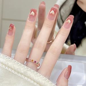 <span class=keywords><strong>2023</strong></span> cerise couleur français dégradé oeil de chat amour <span class=keywords><strong>manucure</strong></span> à la main jetable ongles artificiels Patch pour doigt - Product Image 1