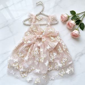 Robe pour animaux de compagnie, jupe en tulle avec papillons dorés, coupe princesse, pour chiens de petite et moyenne taille, Teddy, Bichon, Schnauzer, printemps, été, automne - Product Image 3