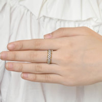 Anillo de Mujer de Alta Calidad, Estilo Art Deco Vintage, Oro Blanco de 18K, Oro Amarillo, Diamante Natural, Regalo de Aniversario