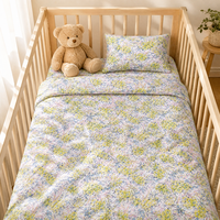 Tissu en coton à fleurs Ditsy, blanc, jaune pastel, vert, bleu, petites fleurs pour la literie de bébé, couvre-lit pour la crèche