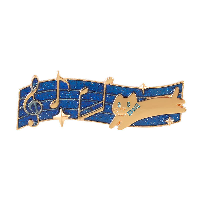 Cartoon Creative Cat Piano Zinc Alloy Brooch Badge-Elegant Note Music ...