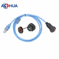 IP65 2,0 versión USB enchufe montaje en Panel frontal conector hembra 24AWG Cable enchufe para equipo de señal de transmisión