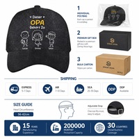 Casquette de baseball personnalisée brodée pour grand-père, 6 panneaux, réglable, cadeau familial, fabricant, vente en gros, faible MOQ