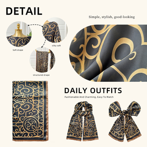 Chic Bohemian Silky <strong>Kaftan</strong> Robe with Gold Floral Embroidery &amp; Matching Scarf - Product Image 5