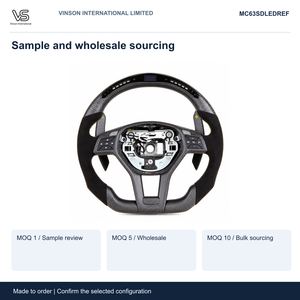 Volant en fibre de carbone pour Mercedes-Benz Classe C (W205) Centre ouvert Configuration sélectionnée MC63SDLEDREF - Product Image 5