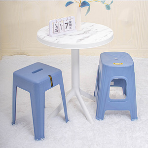 Mesa de Comedor Redonda de Plástico Blanca, Ensamblada, para Hogar, Restaurante, Sala de Estar - Product Image 2