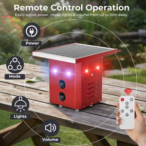 Potente Ahuyentador de Aves Ultrasónico Solar con Sensor de Movimiento y Control Remoto para Jardín, Huerto y Granja - Product Image 1