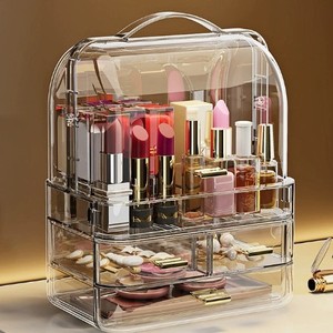 Organisateur de rangement cosmétique avec tiroirs, organisateur de maquillage en plastique translucide pour rouge à lèvres et produits de soin de la peau - Product Image 1