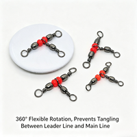 Grosir Triple Cross Rolling Barrel Swivel dengan Beads Saltwater Freshwater Fishing Connector Swivel Custom