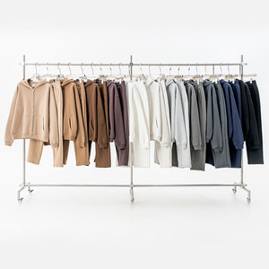 Ensemble de survêtement unisexe en molleton d'hiver 345 GSM, surdimensionné, en coton, couleur unie, sweat-shirts et pantalons de survêtement personnalisés - Product Image 1