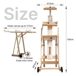 Cavalletto in Legno di Olmo o Faggio per Pittura con Ruote per Artisti e Studenti - Product Image 2