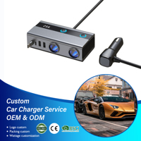 Adaptador Divisor para Encendedor de Cigarrillos, Carga Rápida PD65W, Monitoreo de Voltaje LED, 12-24V, Cable Retráctil, Cargador para Auto