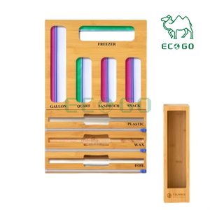 Organizadores de cajones de madera 9 en 1 Con dispensador de papel de aluminio soporte Almacenamiento de bolsas Ziplock de Bambú - Product Image 3