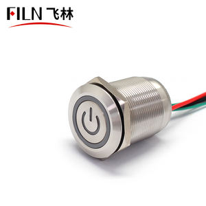 Film büyük boy 25mm montaj paslanmaz çelik güç sembolleri basmalı düğme anahtarı tel lider su geçirmez IP68 kırmızı 220V - Product Image 4