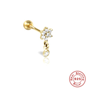 S925 argent Sterling géométrique Piercing oreille os boucles <span class=keywords><strong>d</strong></span>'oreilles meilleure vente nez anneaux corps humain Piercing vis bijoux - Product Image 4