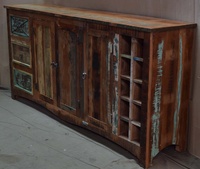 Indien Antique vieux bois massif récupéré longue stockage casier à vin tiroir maison Bar salon buffet Commercial
