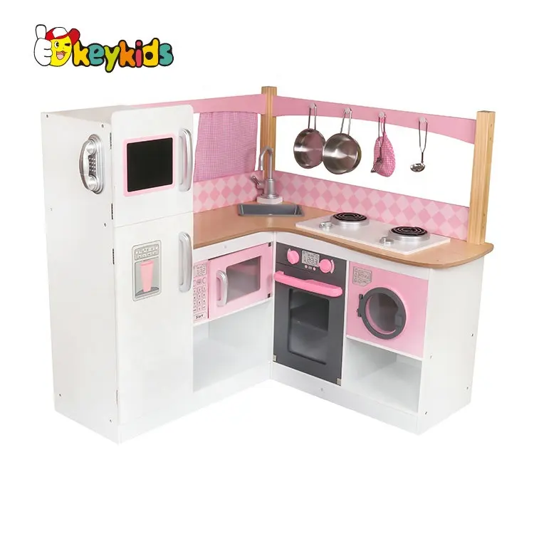 Neue heißesten rosa holz ecke küche spielzeug für kinder W10C367