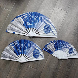23x42cm 27x52cm 33x65cm Zeta Phi Beta Sorority Folding Plastic Hand Fan Personalized Clothing Folk Fans As Gift