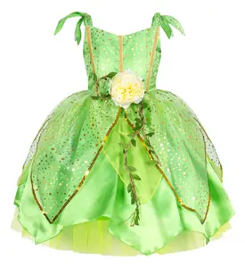 Großhandel Kinder Tiana Fairy Dress UP Mit Flügeln Halloween Prinzessin Karneval Kostüm Cosplay Elfen Party Tinker Bell Kleid